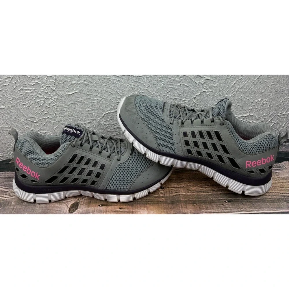 Reebok YourFlex Running Shoes Womens 7.5 Gray Pink Athletic Sneakers 039501 414